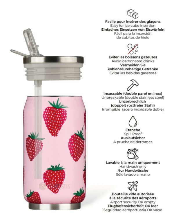 Canette isotherme Strawberry 280ml – Les Artistes Paris – Image 2