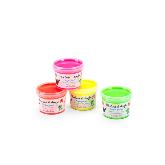 4 pots de peinture à doigts fluo - Les Schmouks - Moulin Roty