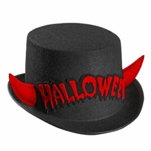 chapeau noir Halloween avec cornes rouges