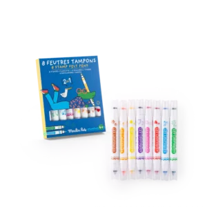 8 feutres tampons 2 en 1 - Les Loufoques - Moulin Roty