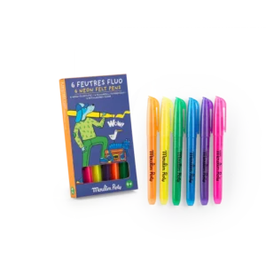 6 feutres fluo - Les Loufoques - Moulin Roty
