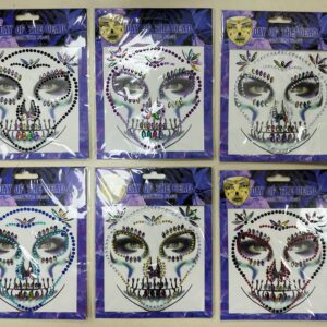 tatouages tête de mort halloween strass