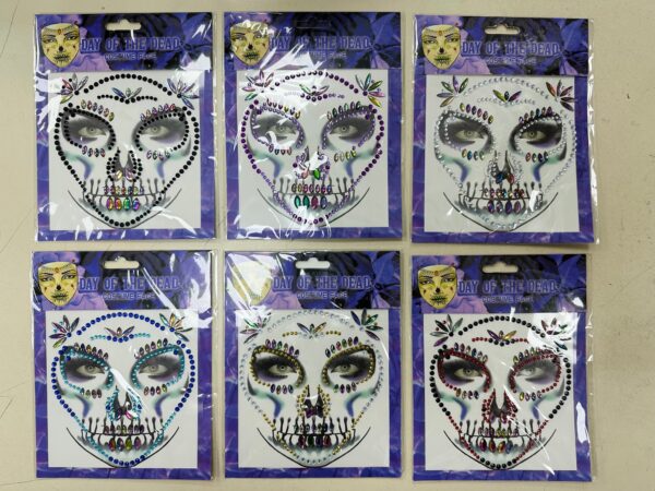 tatouages tête de mort halloween strass